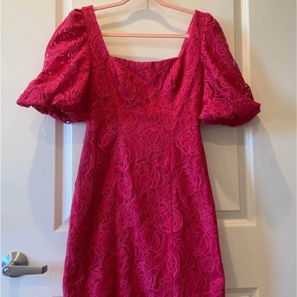 David Bridal Fuchsia Lace Dress size S